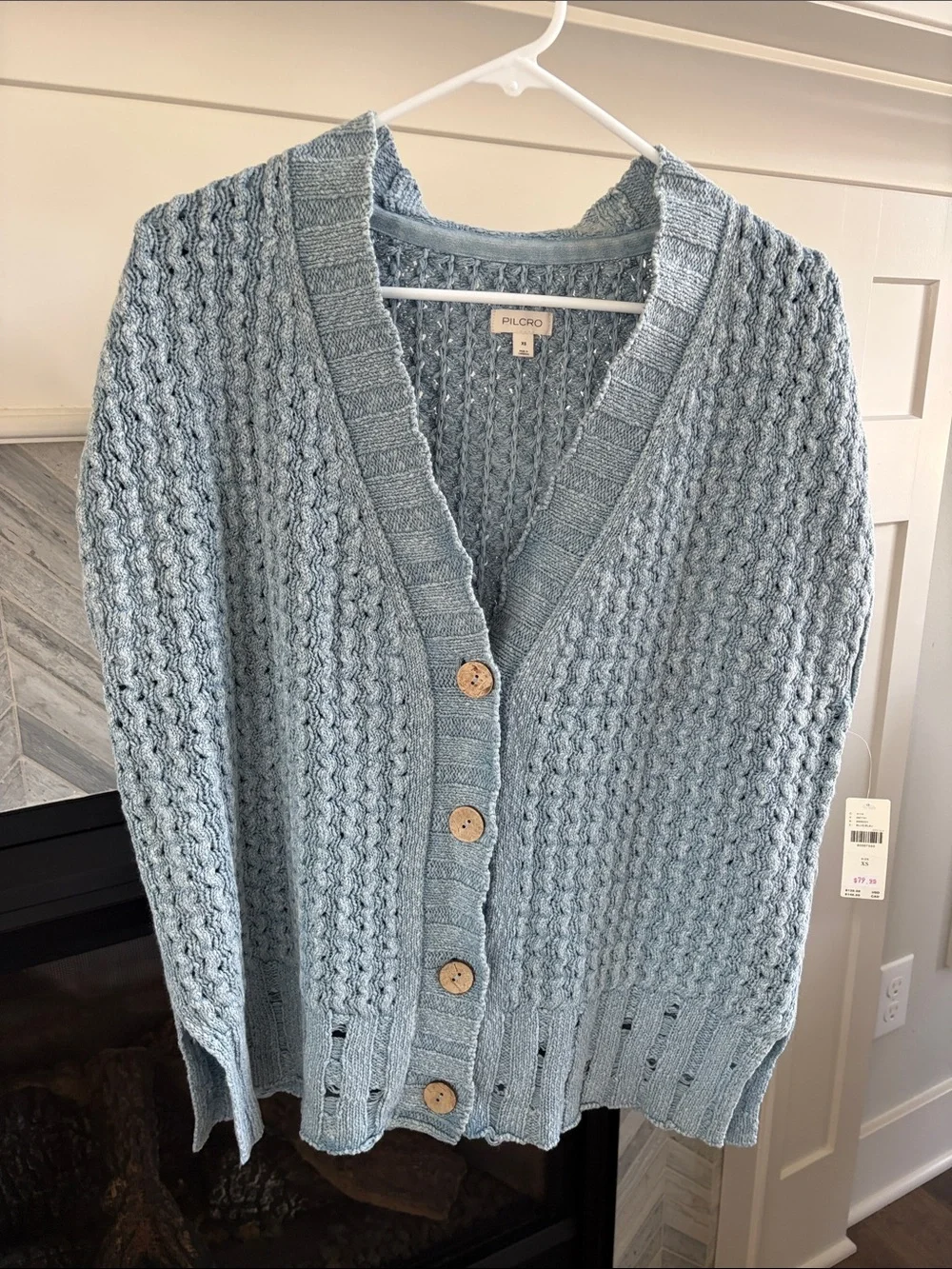 Anthropologie | Pilcro Oversized Distressed Sweater Vest Blue NWT XS